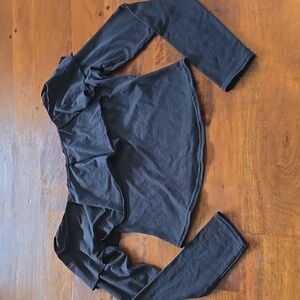 Free People Black Assymetrical Off-the-Shoulder Long Sleeve Crop Top Size Medium